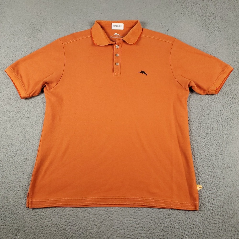 Tommy Bahama Polo Shirt Mens Size Large Orange Casual Short Sleeve *